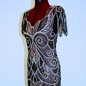 Vestidos de cóctel de longitud completa con forma de cuerpo largo de medio patrón para eventos Vestido de fiesta de noche negro antiestático - Product Image 1