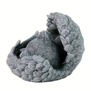 Statue commémorative pour <span class=keywords><strong>animaux</strong></span> de compagnie en résine personnalisable (en stock aux États-Unis, livraison rapide) - Design <span class=keywords><strong>nid</strong></span> <span class=keywords><strong>d</strong></span>'<span class=keywords><strong>ange</strong></span> avec ailes de chat, idéal pour la <span class=keywords><strong>d</strong></span>écoration de jardin - Product Image 6