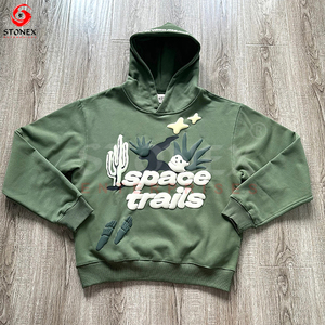 Sweat à capuche Vintage Heavyweight 100% Puff Printing pour hommes et femmes Impression personnalisée Powder Puff de haute qualité - Product Image 3