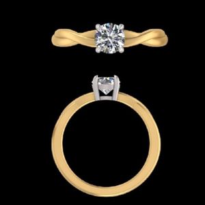 แหวนหมั้นเพชรทรงกลมเจียระไนบริลเลียนต์ 0.7 กะรัต ทอง 18k พร้อมวงแหวนทองคำขาว 14k ลายอินฟินิตี้ ดีไซน์เกลียว สำหรับผู้หญิง - Product Image 2