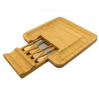 Plateau à fromage en bois d'acacia et bambou avec couteau à découper, 16 pouces, forme personnalisée, écologique, plateau à charcuterie, Inde
