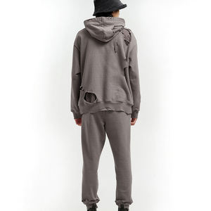 OEM Basics, algodón mezclado desgastado hombres 2025 Diseña tu propia ropa de calle Hip Hop Sudadera con capucha desgastada de gran tamaño para hombres - Product Image 2