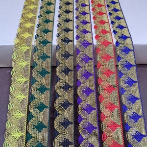 Classic <b>Metallic</b> Lace Trim in Mixed Colors Gold Silver Ribbon for Clothing & Shoe Decoration Decorative <b>Yarn</b> Trimmings - Product Image 1