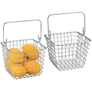Cesta de alambre de Metal de cocina de forma cuadrada de alta calidad con asa Cesta de compras chapada en plata para frutas - Product Image 1