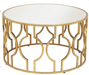 Table basse centrale en bois de taille rectangulaire de haute qualité pour le salon meubles de luxe de couleur dorée couleur dorée - Product Image 2