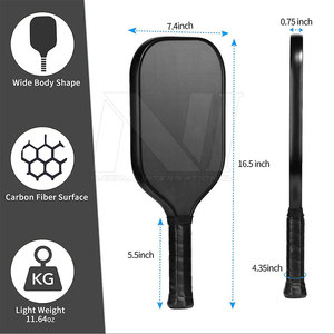 Raquettes de pickleball en fibre de carbone de haute qualité 2024, logo personnalisé, antidérapant, filet en nylon en fibre de carbone, taille standard, poignées - Product Image 2