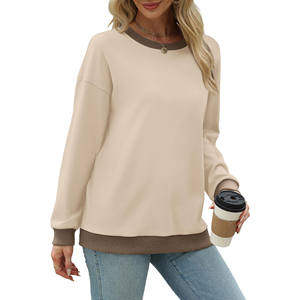 Sweat-shirt de service OEM doux de haute qualité décontracté surdimensionné gaufrage doux sweat solide à manches longues hauts amples pull femme - Product Image 5