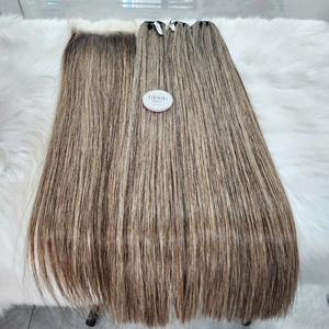 GUGU HAIR 100% Human <b>Silky</b> Baby Hair Long-Lasting Raw Bundle Cuticle Aligned Vietnamese Origin Machine Double Weft Bone Straight - Product Image 1