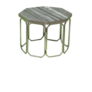 Mesa de centro moderna de lujo italiana con patas doradas, mesa central hexagonal superior de mármol gris para muebles para el hogar, muebles de sala de estar - Product Image 4