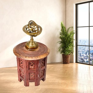 Elegante Mesa cilíndrica redonda de oro hecha a mano para salas de estar, dormitorios y esquinas decorativas con atractivo atemporal - Product Image 3