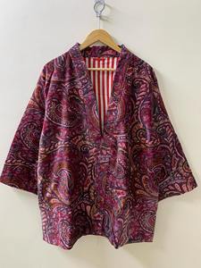 Bata Kimono de Terciopelo de Algodón Hecha a Mano con Estampado Floral, Regalo para Novia - Product Image 6