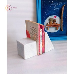 Fabriek Directe Verkoop Marmeren Boekensteunen Aangepaste Vorm En Grootte Boekensteunen Met Wit Marmer En Messing Decoratieve Boekensteunen In India