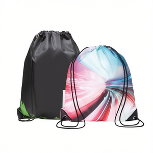 Sac à cordon personnalisé en polyester 210D sublimé, toutes couleurs, sacs de sport promotionnels avec coins en PU, design de logo personnalisé - Product Image 2