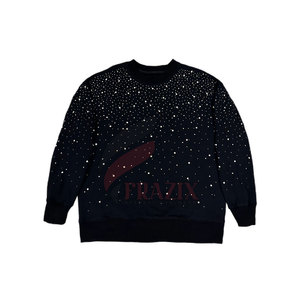 Nouveau design, prix bas, sweats à capuche décontractés pour hommes en 100 % coton, couleur unie, avec fermeture éclair ornée de strass, séchage rapide, respirant, collection hiver 2024 - Product Image 3