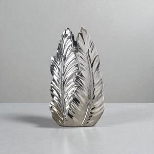<b>Feather</b> Shape Silver Finished <b>Vase</b> Contemporary Design For Living Room Decor Dining Table And Modern Styling From India - Product Image 4