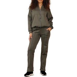 Nuevo chándal de lana para mujer Chaqueta de bombardero de lana con cremallera para mujer 2 Joggers de bolsillo - Product Image 3