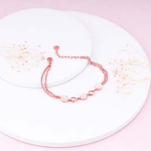 Pulsera ajustable de oro rosa con corazones deslumbrantes, accesorio de joyería de moda para mujer, Idea de regalo romántico para aniversario de boda - Product Image 1