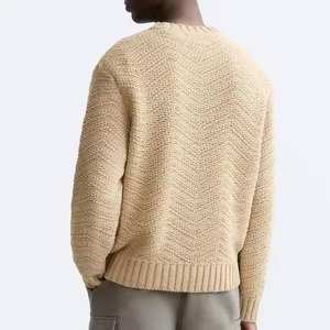 Pulls pour hommes sur mesure, automne-hiver, décontractés, tricotés, avec logo décoratif sur le devant, vente en gros, élégants, chauds, respirants, de haute qualité - Product Image 5