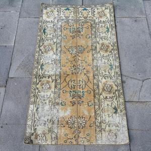2.3x4.1 ft Small Turkish Rug, Vintage Rug, <b>Brown</b> Blue Moroccan <b>Wool</b> Rug - Product Image 1