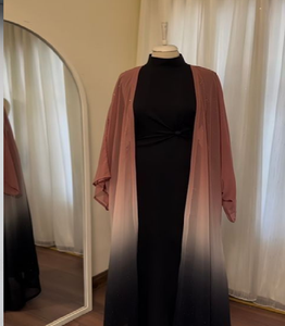 อาบายะสีดำที่ดูสนุกสนานพร้อมงานปักโบว์สีชมพู มีจำหน่ายในราคาขายส่ง แฟชั่นเรียบง่ายแต่โดดเด่นและทันสมัย - Product Image 2