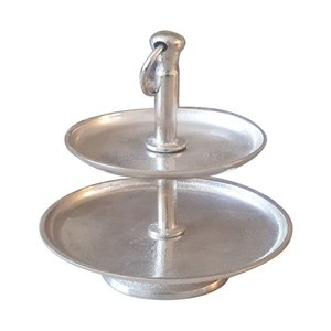 RABEH 2-Tier <b>Cake</b> <b>Stand</b> Aluminum Casted Nickel Plating Industrial <b>Vintage</b> Design Food Grade Epoxy Weddings Dessert Serving - Product Image 1