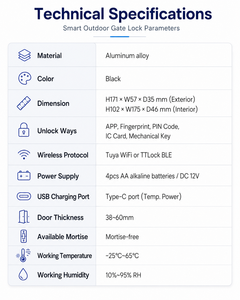 Kit de <span class=keywords><strong>Cerradura</strong></span> Inteligente Inalámbrica sin Llave con Huella Dactilar y Contraseña, 433MHz, Impermeable, Desbloqueo Remoto, <span class=keywords><strong>Cerradura</strong></span> de Entrada a Batería - Product Image 4