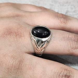 Anillo de Plata de Ley 925 con Piedra Preciosa de Ónice Negro Natural para Hombre, Regalo de Cumpleaños de Diciembre, Día del Padre, Navidad - Product Image 5
