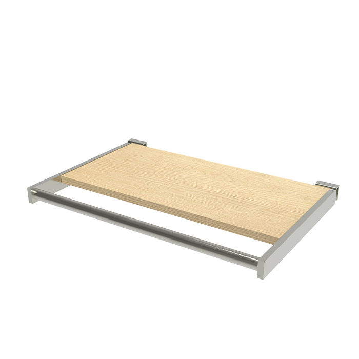 Frame (Chrome Plated) + Wood Shelf (Light Brown)