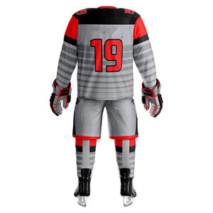 Uniforme de hockey sur glace unisexe en polyester pour adultes, vêtements de sport, quantité minimale de commande bas, uniforme de hockey sur glace imprimé avec nom de l'équipe - Product Image 3