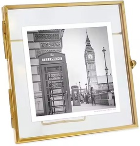 New Arrival Gold Colored <b>Metal</b> Glass <b>Picture</b> Photo <b>Frame</b> Unique Traditional Square Shape Best Selling - Product Image 1