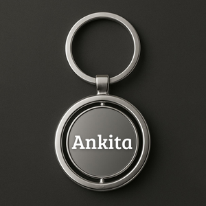 Porte-clés rotatif en métal personnalisé avec nom et logo imprimés pour usage professionnel - Product Image 1