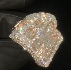 Anillo de Moissanita Personalizable para Hombre, Oro Rosa, Estilo Campeonato, Engaste de Puntas, Forma de Corazón, Estilo Religioso, Certificado IGI, para Fiesta - Product Image 4