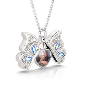 Collier personnalisé en argent sterling Jeulia avec pendentif cœur papillon ouvrable - Product Image 2