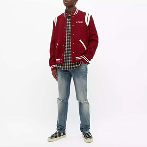 Veste de baseball pour hommes Letterman Button Down Varsity Jackets à vendre Logo personnalisé OEM avec manches en cuir et broderie Design College - Product Image 3