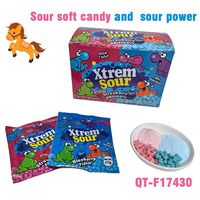 Groothandel Yumiko Halal BRC Xtrem Zure Zachte Kauwgom Suikerpoeder 13g Sachet Bulk Blauwe Framboos Aardbei Fruit Smaak