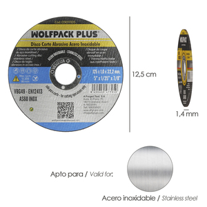Disco Abrasivo per Acciaio Inossidabile Ø/ 125 x 22,2 mm Spessore 1,0 mm. - Product Image 2