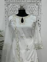 Élégant ensemble Sharara Bollywood pour femme, séchage rapide, en tissu filet doux, haut brodé fantaisie avec détails en sequins, Anthracite