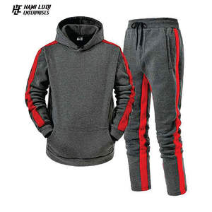 Survêtement d'hiver chaud pour hommes OEM vente en gros 2024 costumes de jogging unis avec capuche vestes à capuche à rayures contrastées taille XL - Product Image 1