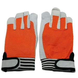 Gants de montage pour les mécaniciens et les jardiniers Orange et blanc avec manchette élastique Caractéristiques de sécurité Gants de montage Logo imprimé personnalisé - Product Image 2