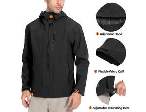 Chaqueta cortavientos de lona impermeable ligera para exteriores informal para hombre, chaqueta de invierno transpirable de aventura para todas las estaciones con capucha - Product Image 4