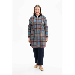 Abrigo de Punto con Capucha Azul Marino para Mujer - Estilo Blazer Reversible, Gabardina Transpirable para Otoño con Estampado, Talla XL - Product Image 3