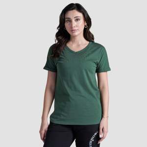 เสื้อยืดถักทรงยาวโมดฟิตสีเขียวเข้ม - Product Image 1