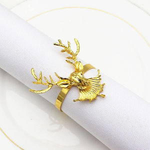 Lot de 4 ronds de serviette en or de luxe, porte-serviettes en métal géométrique moderne, accessoires de vaisselle pour la décoration de mariage et de salle à manger - Product Image 6