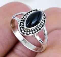 Venta caliente Natural Black Onex Gemstone Jewelry Ring Vintage Silver Plated Jewelry Trendy 925 Sterling Silver Joyería hecha a mano - Product Image 4