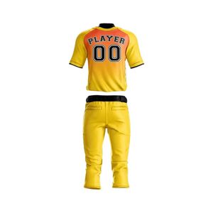 Conjunto de Uniforme de Béisbol y Sóftbol Personalizado, 100% Poliéster Antibacteriano, Cuello en V, Combinación de Colores Amarillo y Naranja para Ropa Deportiva - Product Image 4