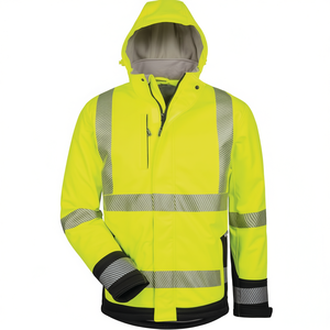Melvin <b>High</b>-<b>Visibility</b> Yellow/Black <b>Softshell</b> <b>Jacket</b> with Reflective Stickers & Lights ELYSEE Promotional Product - Product Image 2