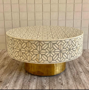 โต๊ะกาแฟฝังกระดูกและแม่ของไข่มุกปรับแต่งโต๊ะกาแฟฝังกระดูกในโคแลร์สีดำ - Product Image 1