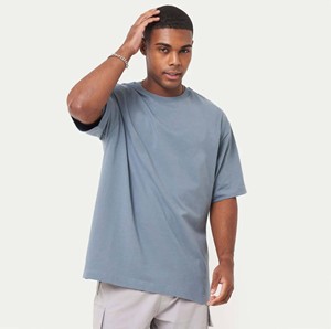 T-shirt à coupe boxy oversize tendance pour homme Épaule délavée lourde avec haut à col en O Style Streetwear - Product Image 5