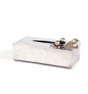 Caja de pañuelos de Metal decorativa Flor en el diseño superior, servilletero, cajas decorativas de mesa hechas a mano maravillosas en suministros a granel - Product Image 6