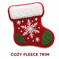 Patch brodé appliqué en forme de chaussette de Noël rouge, à coudre, pour vêtements, sacs et décoration intérieure